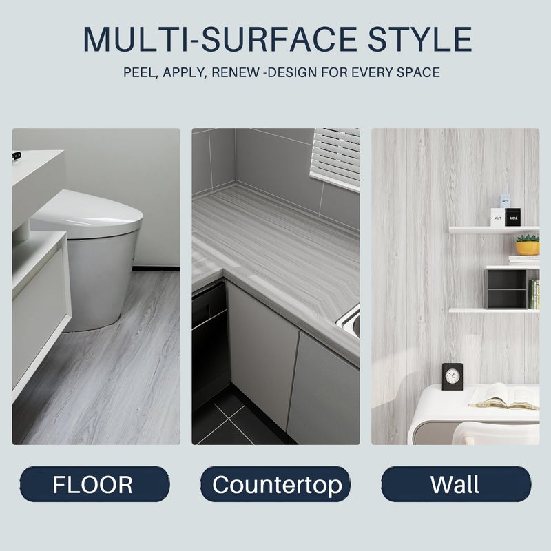 auxua Wood Grain Peel and Stick Floor Tiles - 11.8    Width, Full Roll Length of 118"" - Versatile Design for Any Space, Light Color Self Adhesive Vinyl Flooring, Waterproof and Non-Slip Features - Image 4